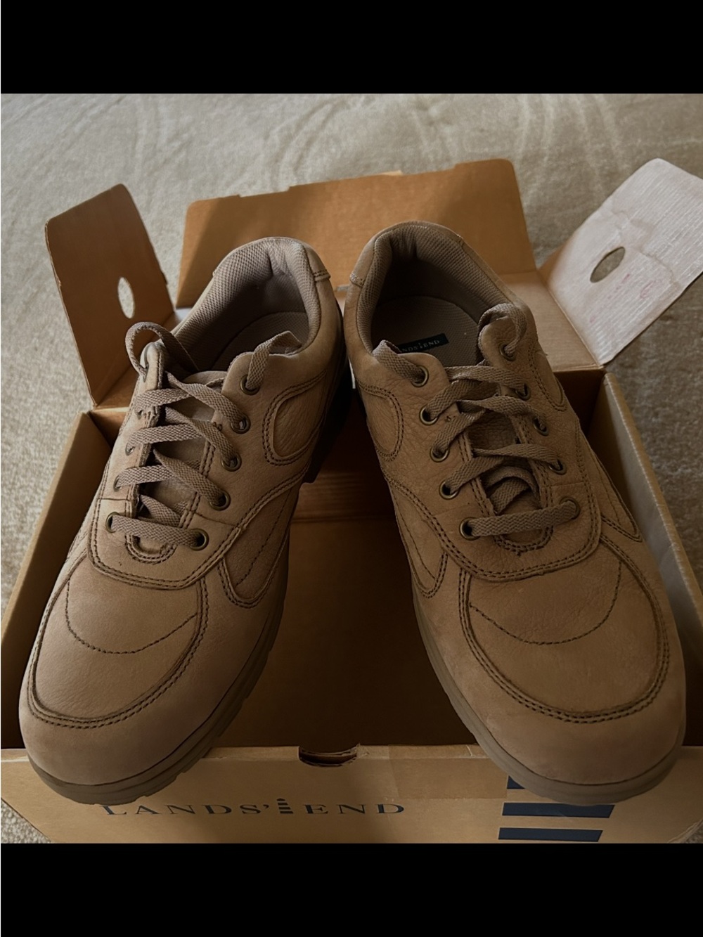 Lands' End Men's Casual Lace-Up casual shoe in Tan Brown